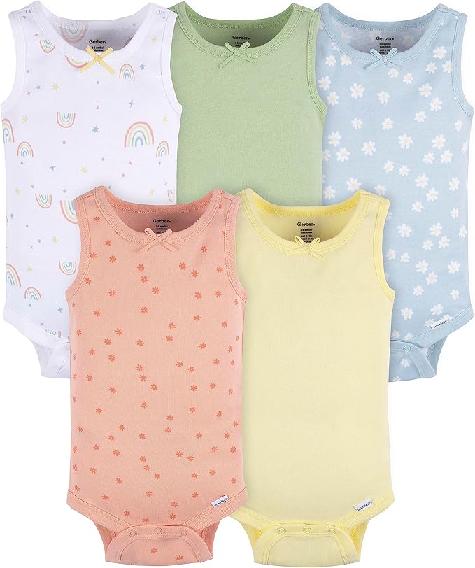 Gerber Baby Girls Multi-Pack Sleeveless Onesies Bodysuit