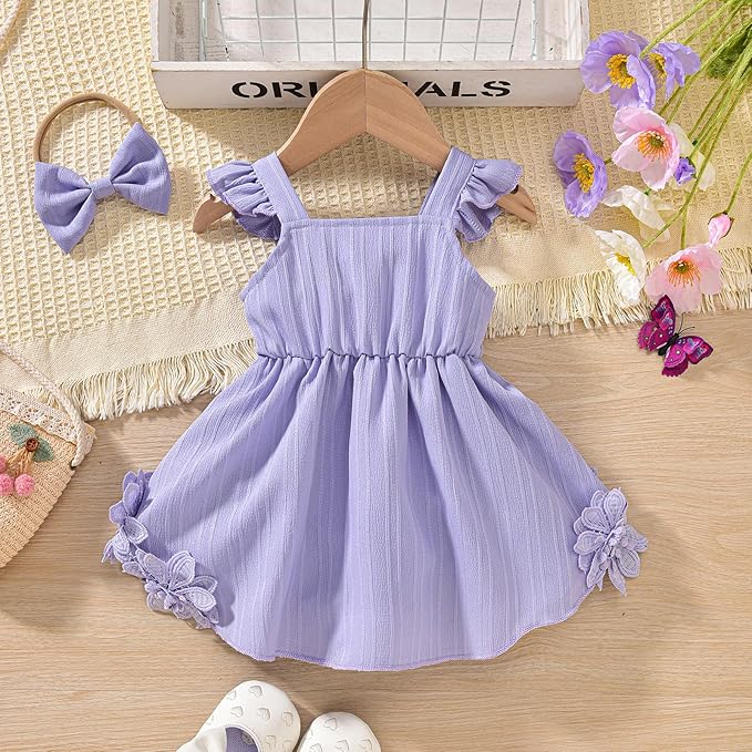 Baby Girl Valentine Romper Dress Outfit Ruffle Sleeveless 3D Floral Lace Bodysuit for Newborn Infant