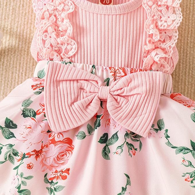 Baby Girl Clothes Newborn Romper Dress Infant Lace Ruffle Sleeveless Summer Outfits with Headband 0-12 Months