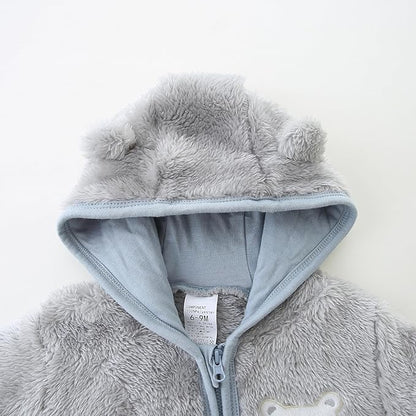 Baby Romper Infant Hooded Jumpsuit Long Sleeve Footed Onesie Outwear Outfits