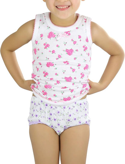 ToBeInStyle Girl's 4 Pack Ruffle Hem Cotton Tank Tops