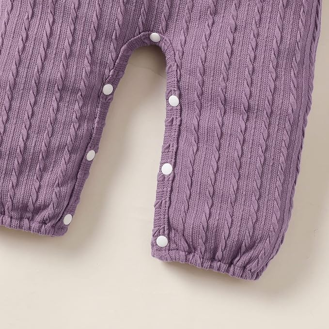 Happy Town Baby Girl Romper Infant Fall Winter Clothes Ruffle Sweater Long Sleeve Bodysuit Jumpsuit and Headband