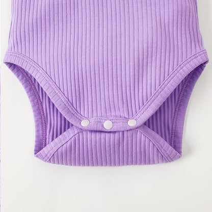 0-24M Infant Ribbed Romper Baby Girls Knit Ruffle Bodysuit Toddler Girl Solid Color Jumpsuit Holiday Shirt Tpos