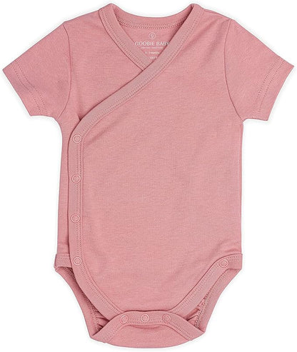 Baby Side Snap Bodysuit Set, 100% Cotton Boy Girl Unisex Kimono Onesie, 4 Pack