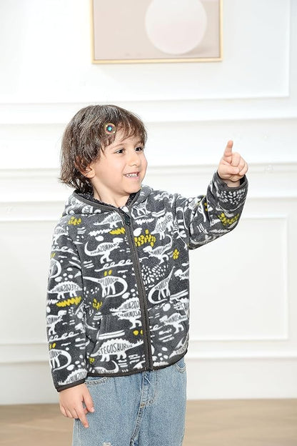 Feidoog Toddler Fleece Jacket Baby Boys Girls Hooded Zipper Long Sleeve Thick Warm Outerwear