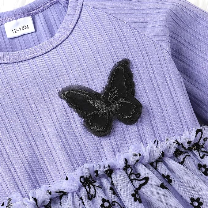 YOUNGER TREE Newborn Baby Girl Romper Dress Outfits Long Sleeve Floral Tutu Bodysuit with Leggings Hat Infant Fall Clothes