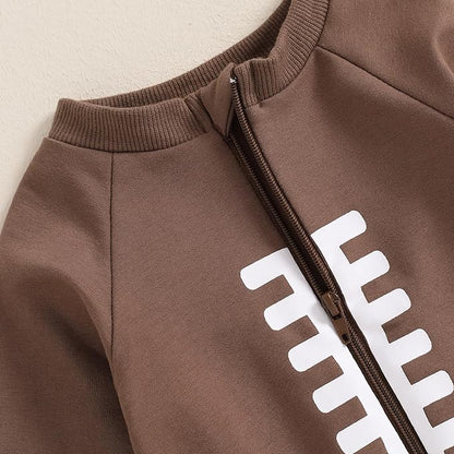 allshope Newborn Baby Boy Girl Fall Outfit Romper Sweatshirt Football Rugby Print Onesie Jumpsuit Bodysuit Infant Clothes