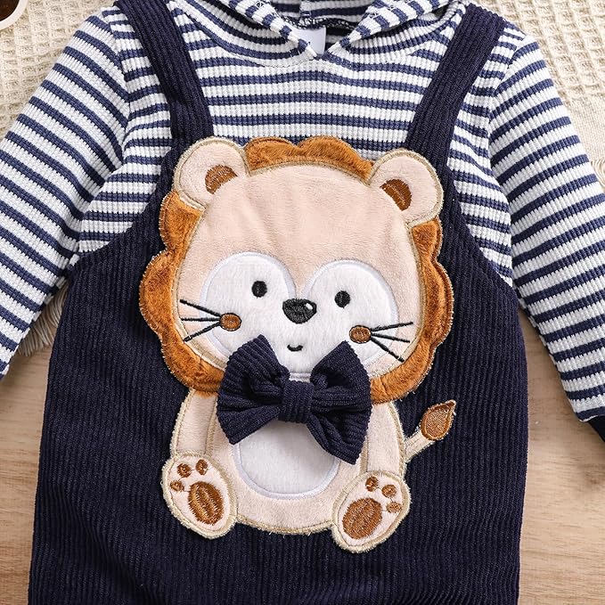 Baby Boy Clothes Newborn Hoodie Romper Fall Winter One-piece Outfit Infant Cute Cartoon Clothing Set 0-18 Months