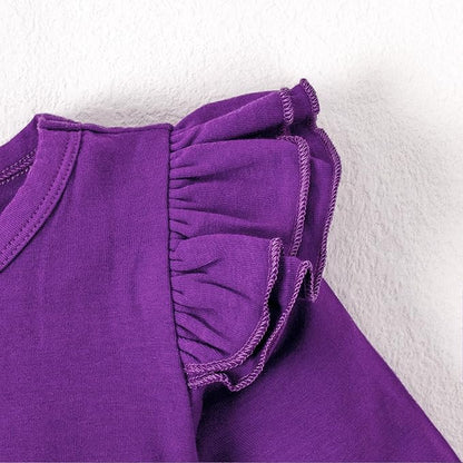 LYSMuch Baby Girls Ruffle Long Sleeve Bodysuit Infant Solid Color Top Jumpsuit Clothes