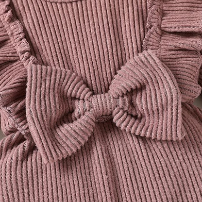 Happy Town Baby Girl Romper Infant Fall Winter Clothes Ruffle Sweater Long Sleeve Bodysuit Jumpsuit and Headband