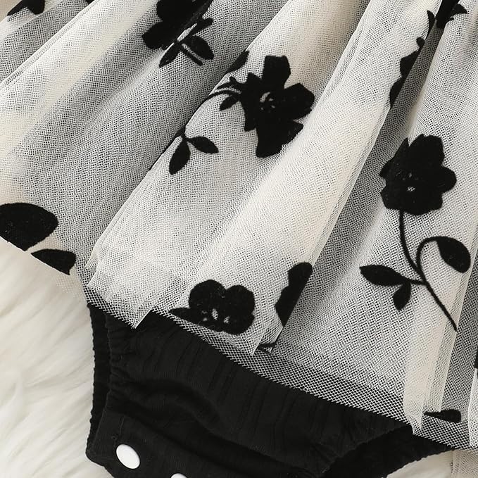 YOUNGER TREE Newborn Baby Girl Romper Dress Outfits Long Sleeve Floral Tutu Bodysuit with Leggings Hat Infant Fall Clothes