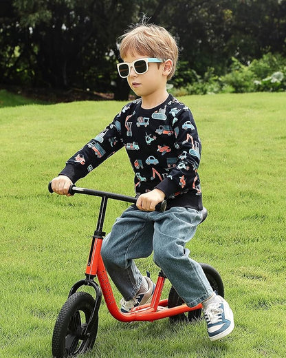 BeiVSlley Toddler Boys 3 Pack Cotton Pullover Crewneck Sweatshirt Long Sleeve Cartoon Shirt Sweaters Tops