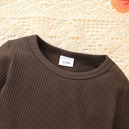 Tiny Cutey Newborn Baby Girl Clothes Bell Sleeve Romper and Corduroy Overalls Shorts Infant Girl Fall Outfits