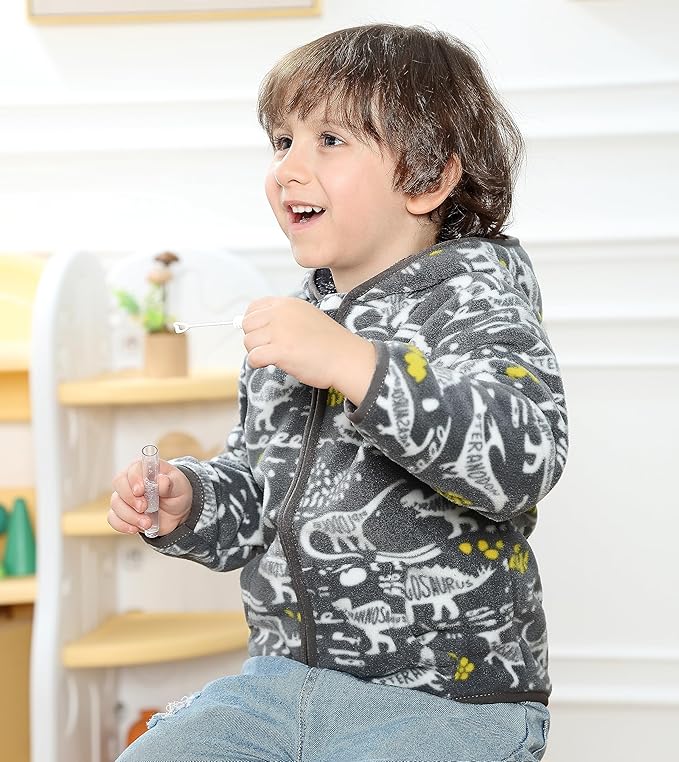 Feidoog Toddler Fleece Jacket Baby Boys Girls Hooded Zipper Long Sleeve Thick Warm Outerwear