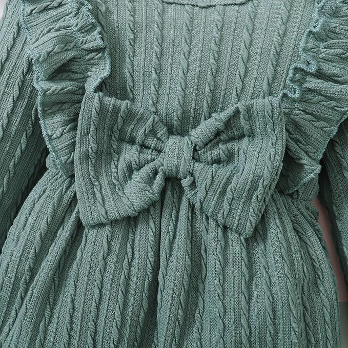 Happy Town Baby Girl Romper Infant Fall Winter Clothes Ruffle Sweater Long Sleeve Bodysuit Jumpsuit and Headband