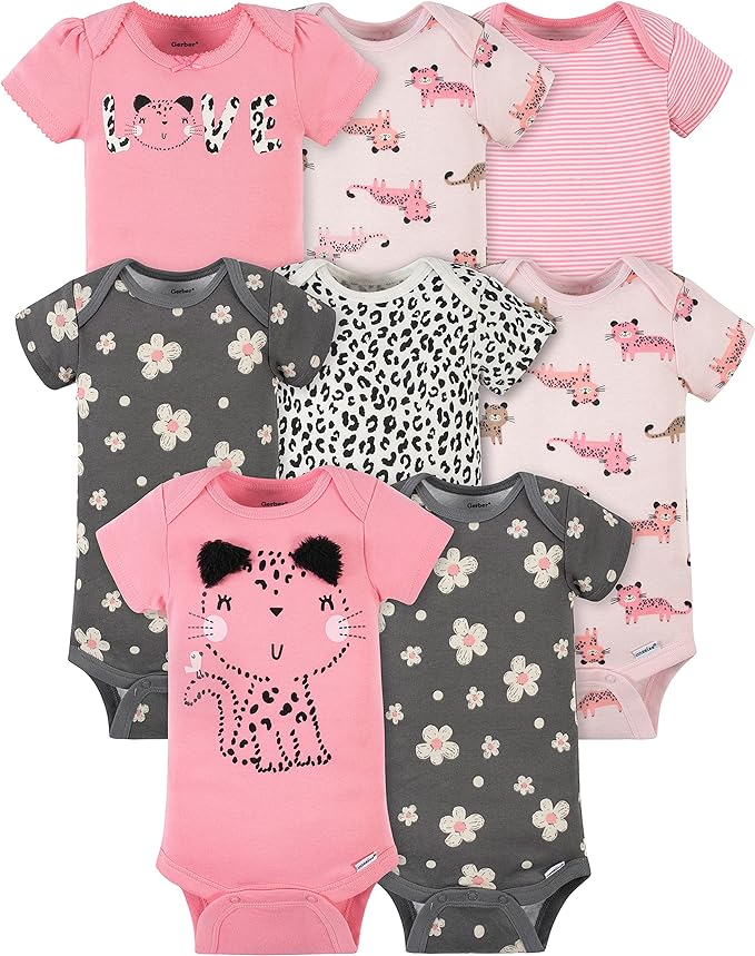 Gerber baby-girls 8-pack Short Sleeve Onesies Bodysuits
