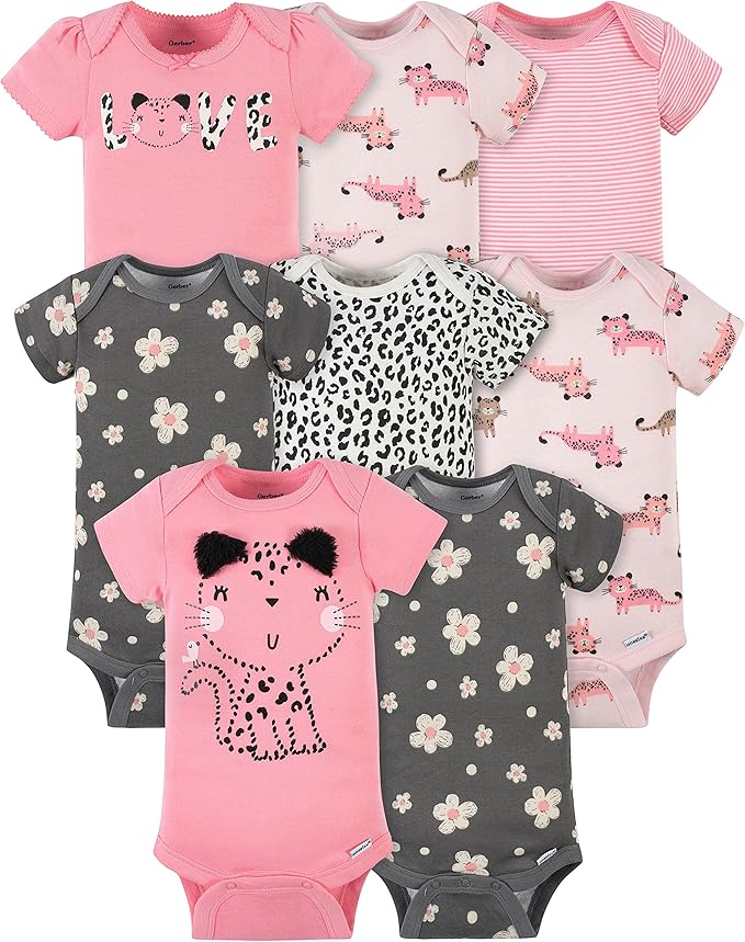 Gerber baby-girls 8-pack Short Sleeve Onesies Bodysuits
