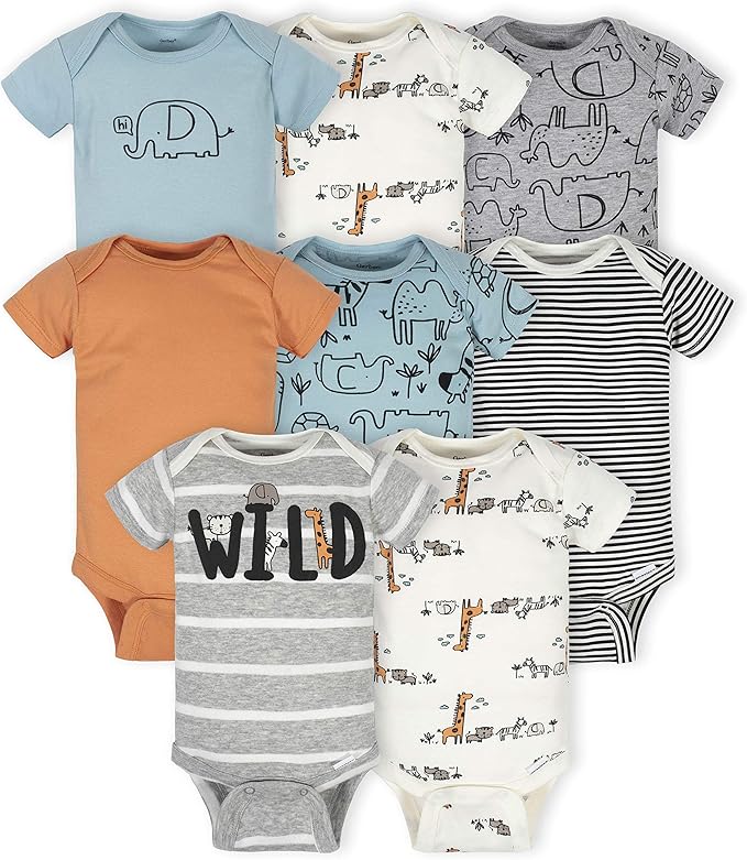Gerber unisex-baby 8-pack Short Sleeve Onesies Bodysuits