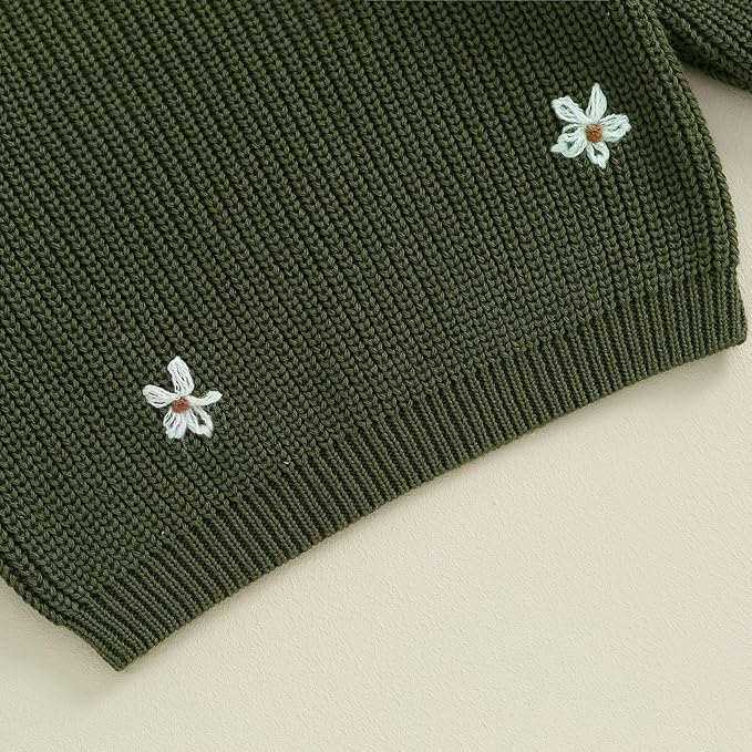 Mubineo Baby Girl Winter Clothes Cute Flower Sweater Crewneck Pullover Long Sleeve Knit Newborn Infant Sweaters