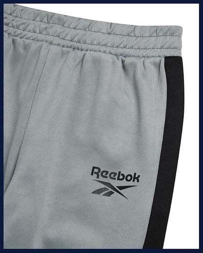 Reebok Baby Boy Pants Set - 3 Piece Tricot Fleece Jogger Pants Short Sleeve T Shirt & Track Jacket for Toddlers & Infants