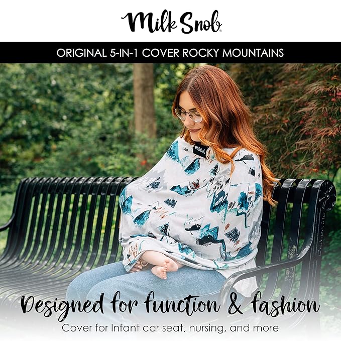 Milk Snob Original 5-in-1 Cover - Added Privacy for Breastfeeding, Baby Car Seat, Carrier, Stroller, High Chair, Shopping Cart, Lounger Canopy - Newborn Essentials, Nursing Top, Rocky Mountain