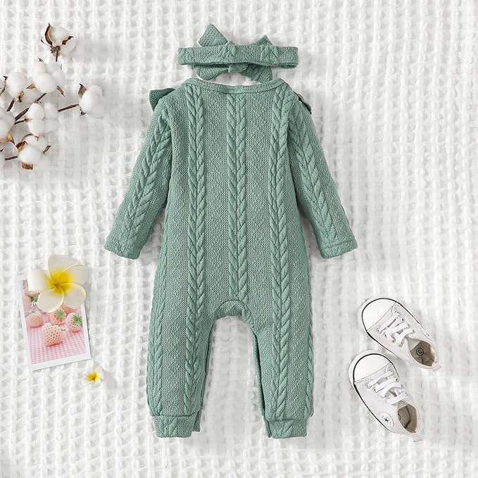 Infant Baby Girl Clothes Newborn Girl Romper Fall Winter Outfit Ruffle Long Sleeve Jumpsuit Romper Cute Baby Girl Outfit
