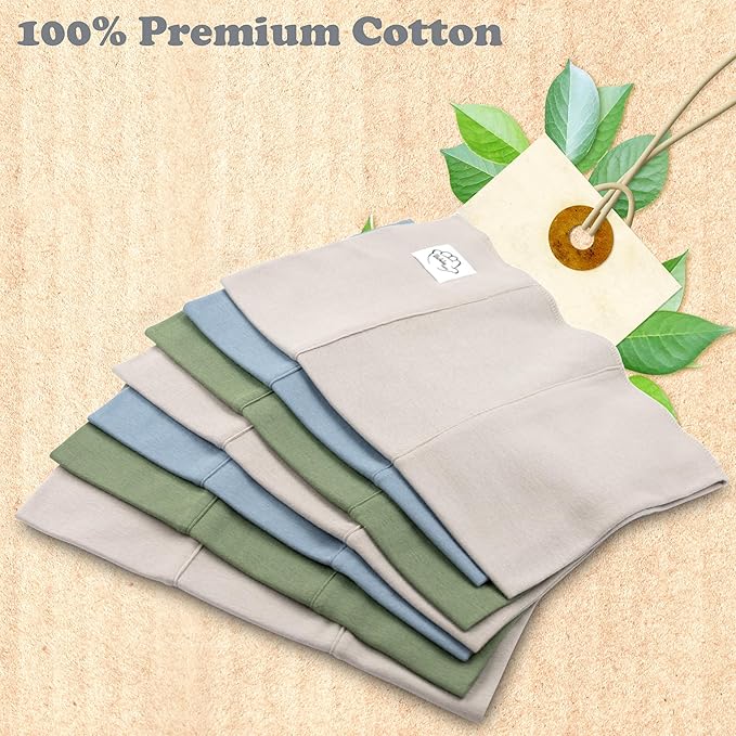 Baby Burp Cloths for Boys and Girls - 7 Pack Large 100% Cotton - Double Layered Extra Absorbent Burp Rags, Green-Grey