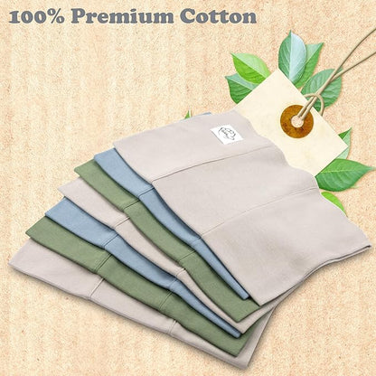 Baby Burp Cloths for Boys and Girls - 7 Pack Large 100% Cotton - Double Layered Extra Absorbent Burp Rags, Green-Grey