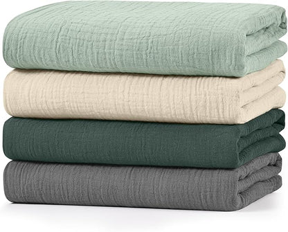 Muslin Swaddle Blankets for Baby Girls and Boys, 4 Pack Breathable and Skin-Friendly Newborn Receiving Blanket, 100% Cotton Swaddle Wrap, Essentials Infant Shower Items, Toddler Gift