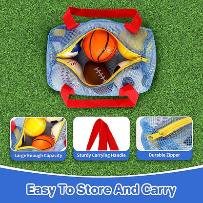 Balls Toys Gift for Toddlers 3 4 5 Years Old,6 Small Sports Foam Balls for Baby with Soccer Ball,Basketball,Football,Baseball,Tennis Ball and Volleyball,Mini Soft Balls for Kids Boys Girl