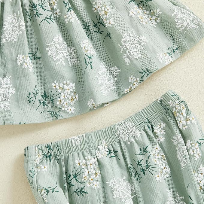 Mubineo Baby Girl Summer Clothes Cute Ruffle Tops Dress Shorts Outfits Set Infant Toddler Shrit Bloomers Princess Outfit