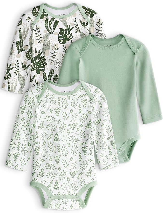 Yoofoss Baby Bodysuits 100% Organic Cotton Baby Onesie Long Sleeve Baby Boys Girls Clothes Soft Newborn Infant Romper, 3 Pack