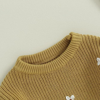 Mubineo Baby Girl Winter Clothes Cute Flower Sweater Crewneck Pullover Long Sleeve Knit Newborn Infant Sweaters