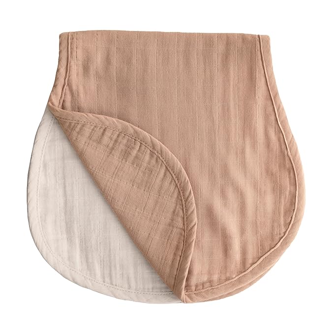 mushie Muslin Baby Burp Cloths | 100% Organic Cotton, Set of 2 (Natural/Fog)
