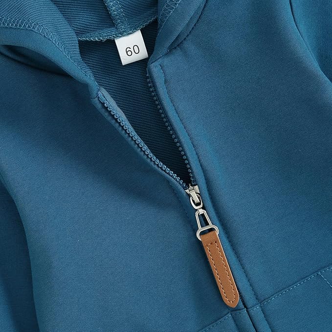 allshope Newborn Baby Boy Girl Fall Outfit Romper Long Sleeve Hooded Solid Zipper Onesie Jumpsuit Bodysuit Infant Clothes