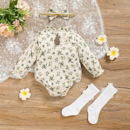 GRNSHTS Newborn Baby Girl Clothes Ruffle Rompers Toddler Fall Outfits for Girls Set Little Girl Fall Winter Clothing