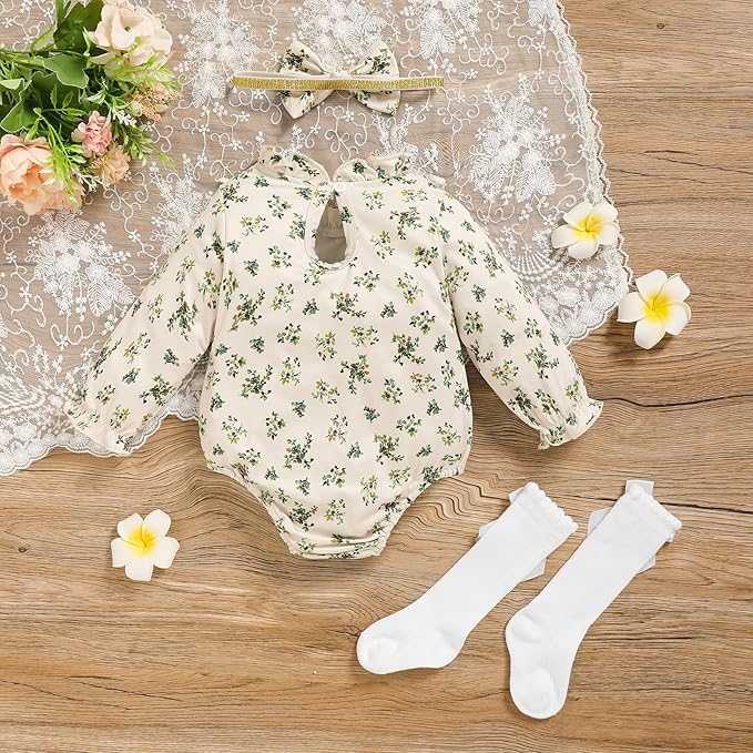 GRNSHTS Newborn Baby Girl Clothes Ruffle Rompers Toddler Fall Outfits for Girls Set Little Girl Fall Winter Clothing