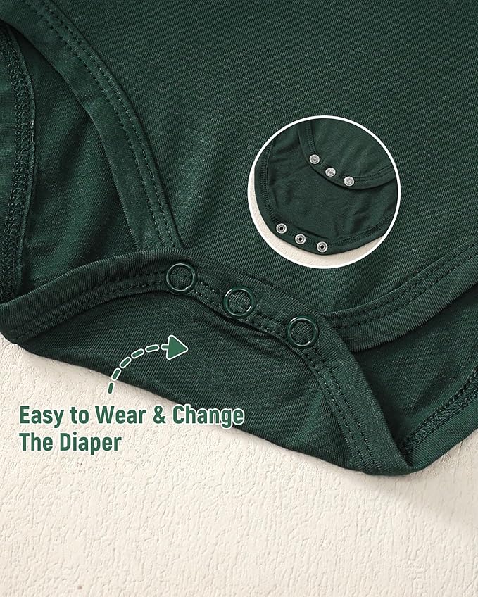 DEFAHN 2PCS Visocse from Bamboo Baby Rompers Unisex Onsies Solid Short Sleeve Baby Bodysuit 0-24 Months