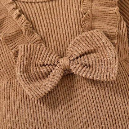 Happy Town Baby Girl Romper Infant Fall Winter Clothes Ruffle Sweater Long Sleeve Bodysuit Jumpsuit and Headband