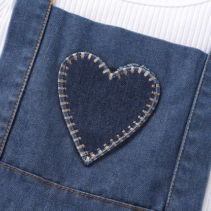 Tiny Cutey Newborn Baby Girl Clothes Bell Sleeve Romper and Corduroy Overalls Shorts Infant Girl Fall Outfits