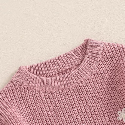 Mommy and Me Sweater Matching Family Outfit Long Sleeve Knit Sweater Pullover Mom and Baby Clothes