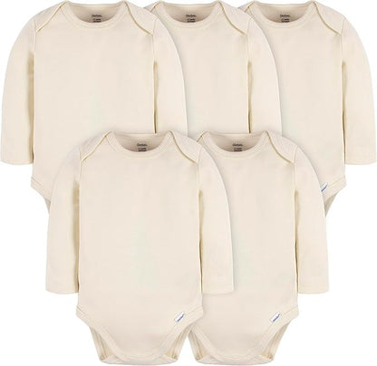 Gerber Unisex Baby Long Sleeve Solid Onesies Multi-pack Interlock 180 Gsm