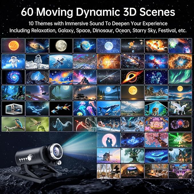 Homelist Sleep Aid Night Light for Kids & Adults with White Noise & Bluetooth Speaker, 60 Scenes Galaxy Star Projector Light Gifts for Bedroom Relaxation, Party, Birthday, Valentine's Day