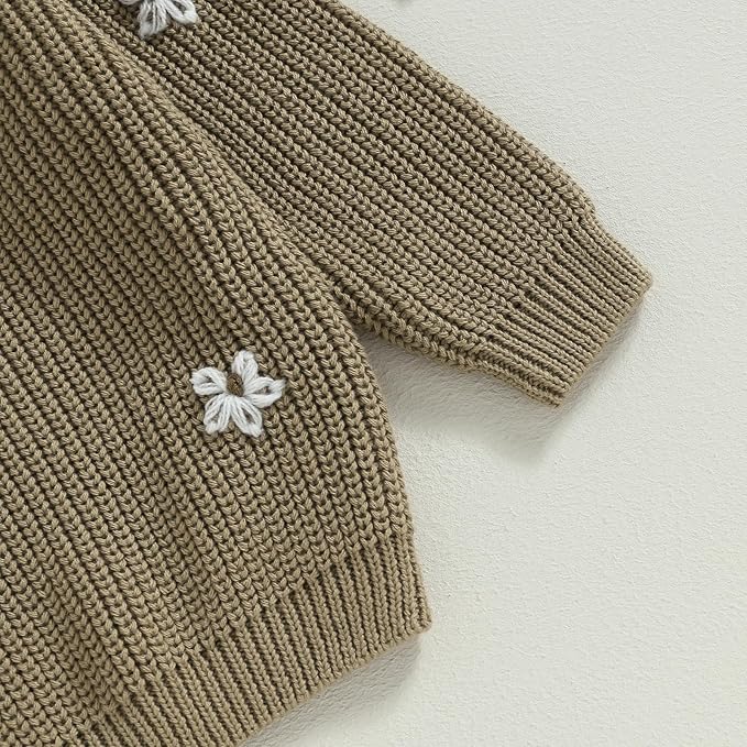 Mubineo Baby Girl Winter Clothes Cute Flower Sweater Crewneck Pullover Long Sleeve Knit Newborn Infant Sweaters