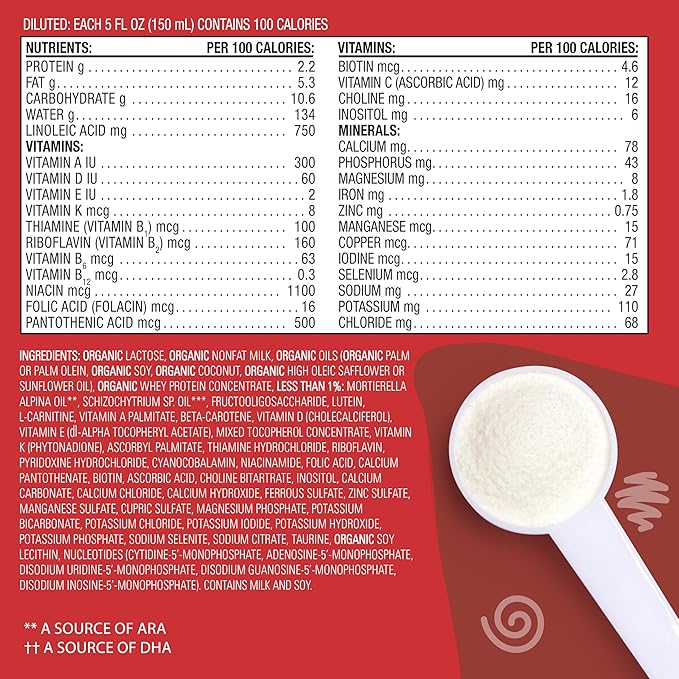 Earth's Best Organic Baby Formula for Babies 0-12 Months, Powdered Dairy Infant Formula with Iron, Omega-3 DHA, and Omega-6 ARA, 21 oz Formula Container