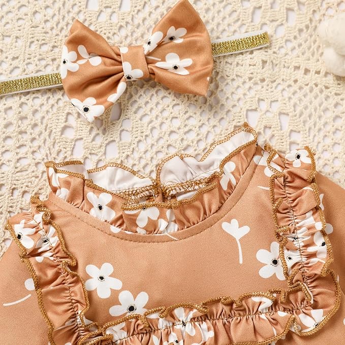 GRNSHTS Newborn Baby Girl Clothes Ruffle Rompers Toddler Fall Outfits for Girls Set Little Girl Fall Winter Clothing