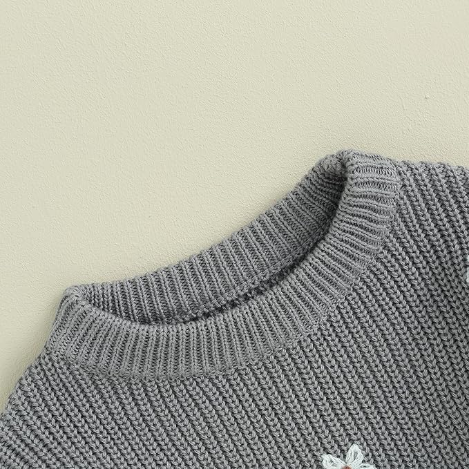 Mubineo Baby Girl Winter Clothes Cute Flower Sweater Crewneck Pullover Long Sleeve Knit Newborn Infant Sweaters