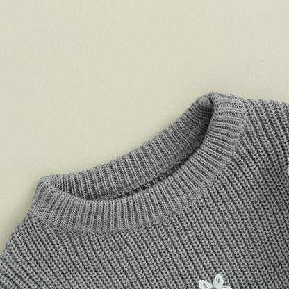 Mubineo Baby Girl Winter Clothes Cute Flower Sweater Crewneck Pullover Long Sleeve Knit Newborn Infant Sweaters