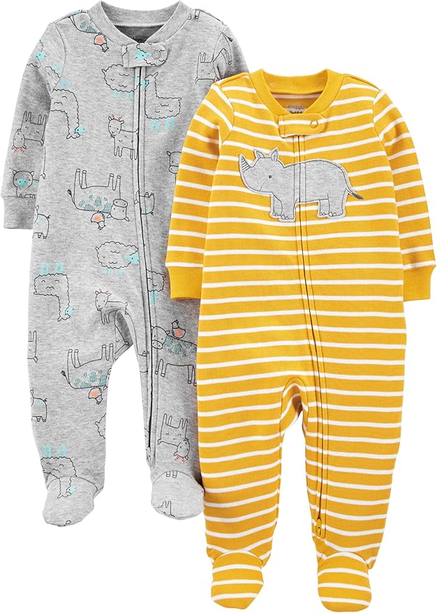 Simple Joys by Carter's baby-boys 2-way Zip Thermal Footed Sleep and Play, Pack of 2