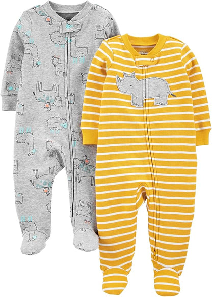 Simple Joys by Carter's baby-boys 2-way Zip Thermal Footed Sleep and Play, Pack of 2